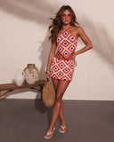 Sunset Marina Abstract Crochet Halter Neck Cover Up Top