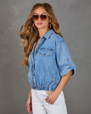 Aurela Button Down Denim Bomber Jacket