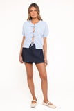 Koskie Tie Knit Top Blue
