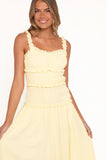 Enola Gather Midi Dress Yellow