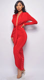 Celeste Red V Plunge Drape Dress
