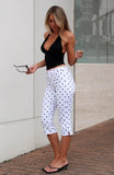 Day For It Capri Pants White Black Polka Dot