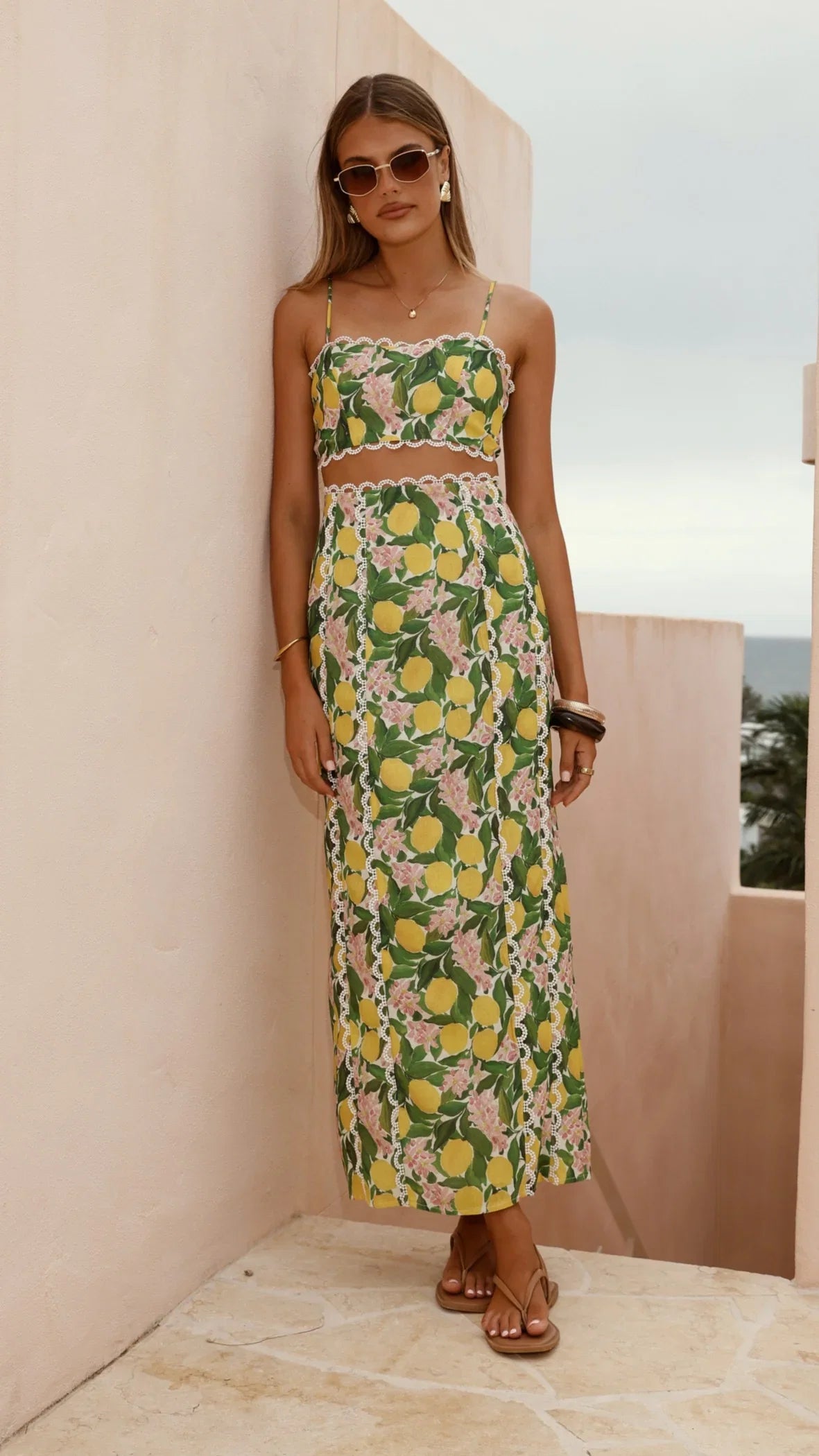 Nova Crop Top Lemon Print