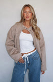 Watchin Out Faux Suede Bomber Jacket Sand