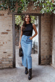 Dana Denim Midi Skirt Blue Wash