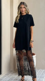 Adora T Shirt Maxi Dress Black Lace