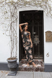 Arabelle Maxi Off Shoulder Dress Black Peach