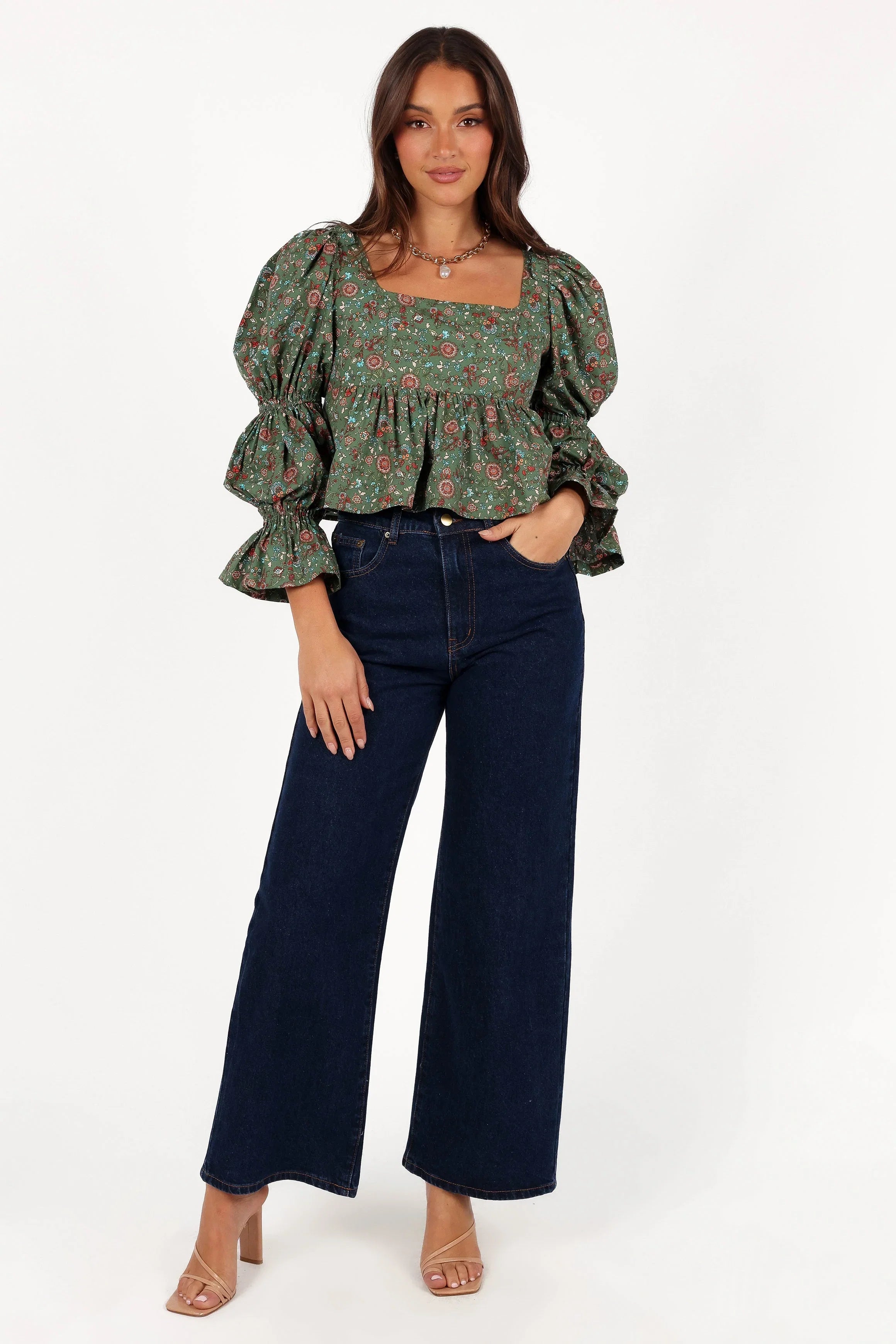 Kenny Top Green Paisley Floral