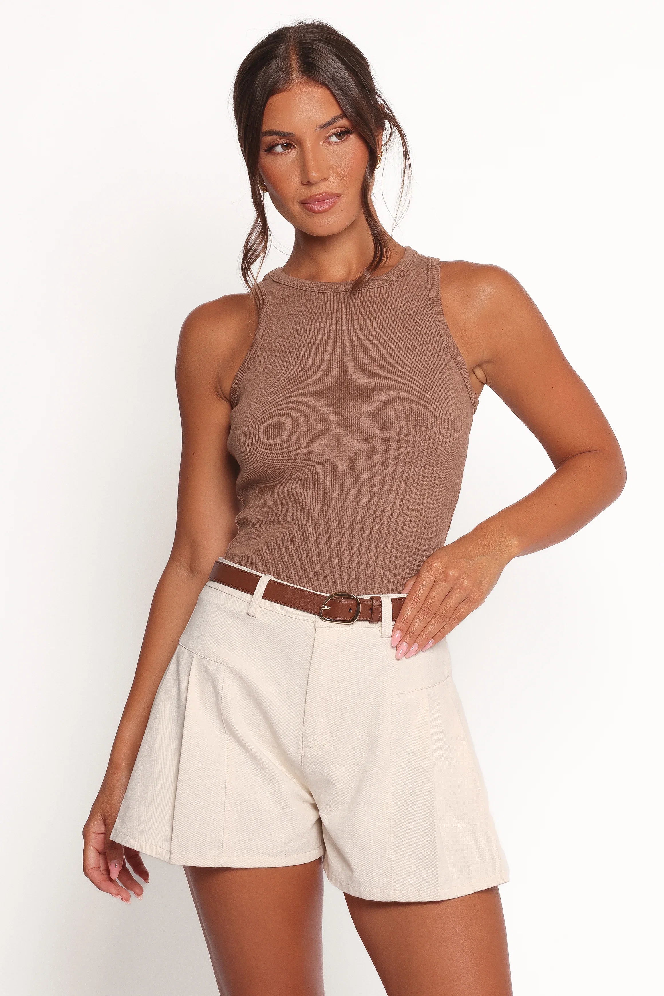 Ari Ribbed Tank Mocha
