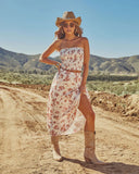 Dusk Prism Smocked Floral Crop Tube Top
