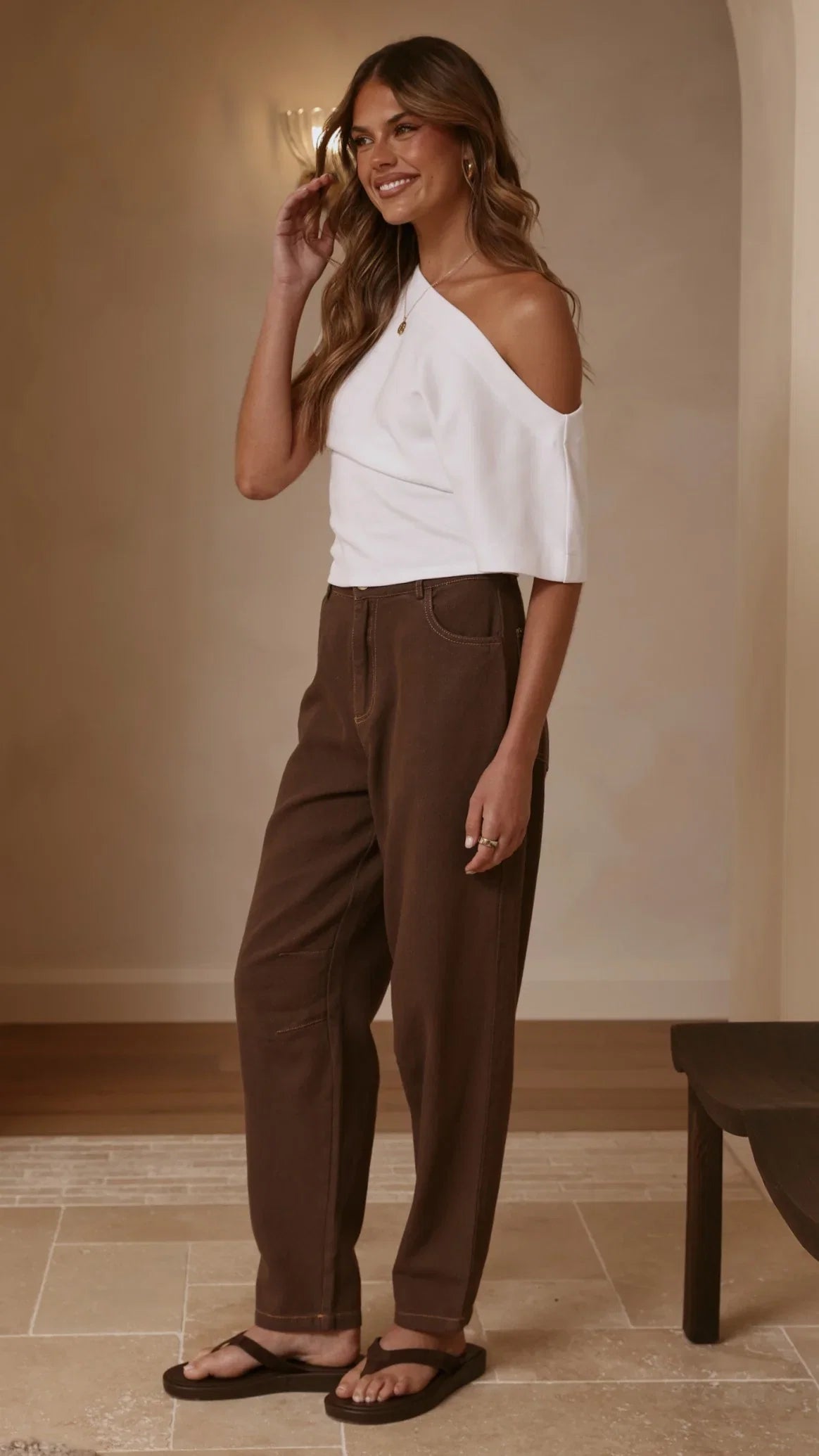 Cleora Barrel Jeans Chocolate