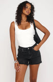 Kamilia High Rise Denim Shorts Black Acid