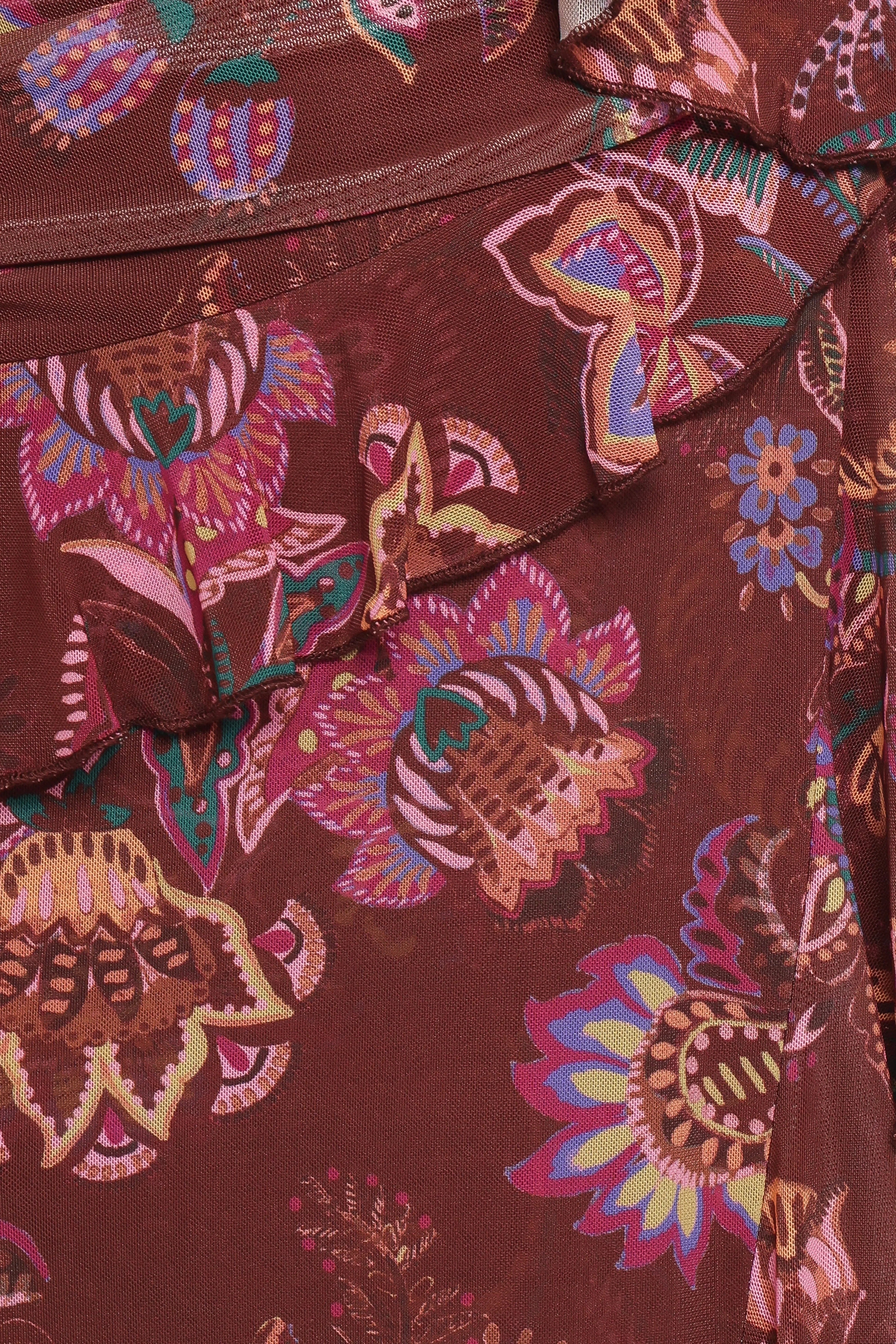 Sorbet Midi Dress Brown Floral