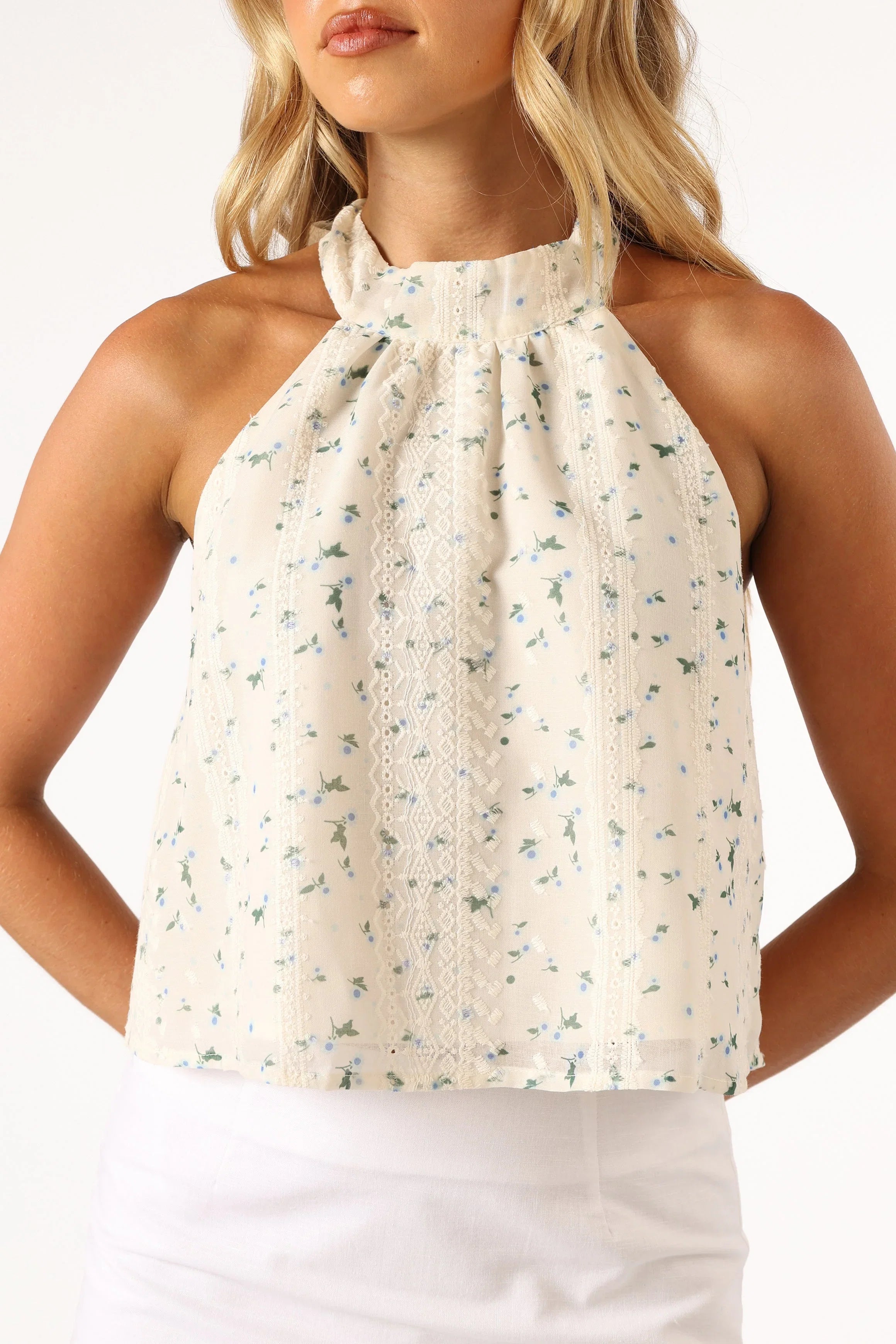 Willa Halterneck Top Blue Floral