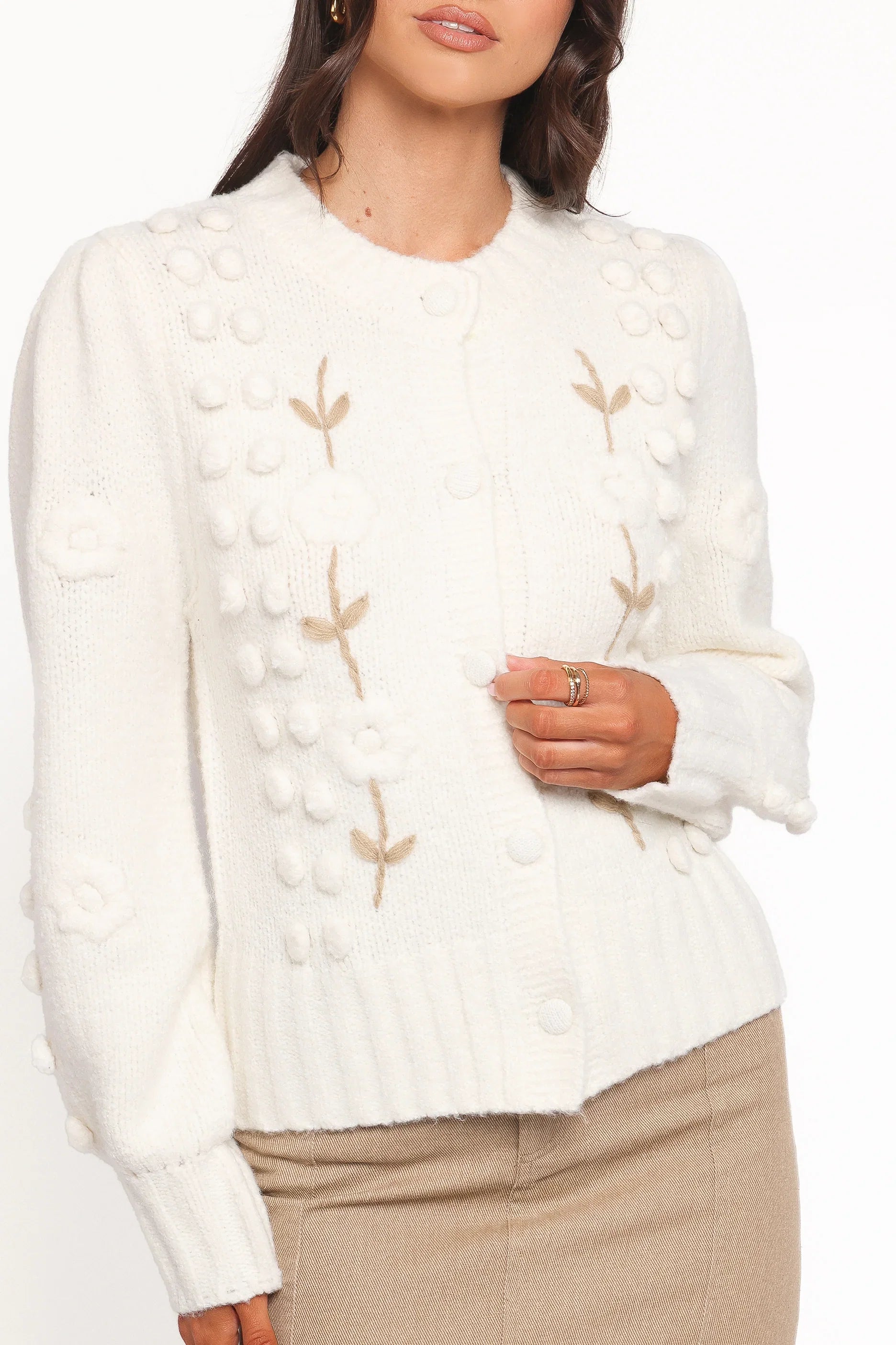 Cleo Floral Cardigan Cream