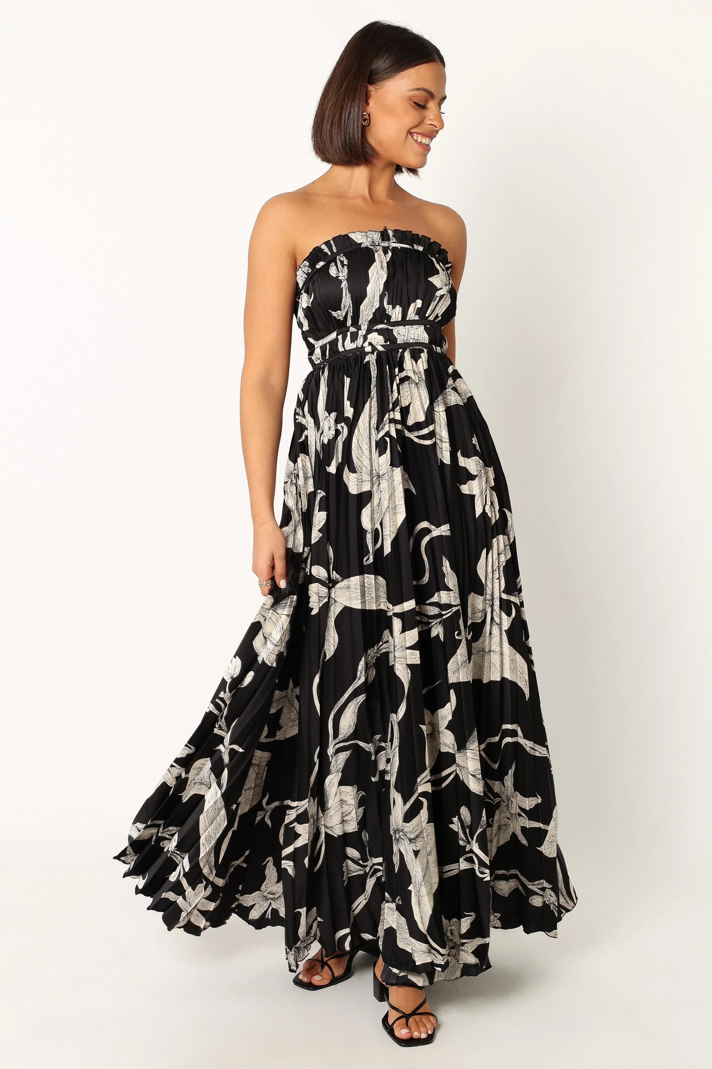 Angelique Strapless Maxi Dress Black Floral