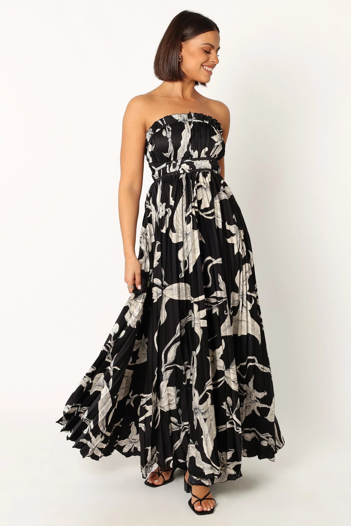 Angelique Strapless Maxi Dress Black Floral