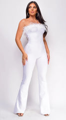 Xoey Feather Detail Bandage Jumpsuit White