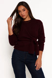 Ettie Wrap Side Tie Knit Sweater Burgundy