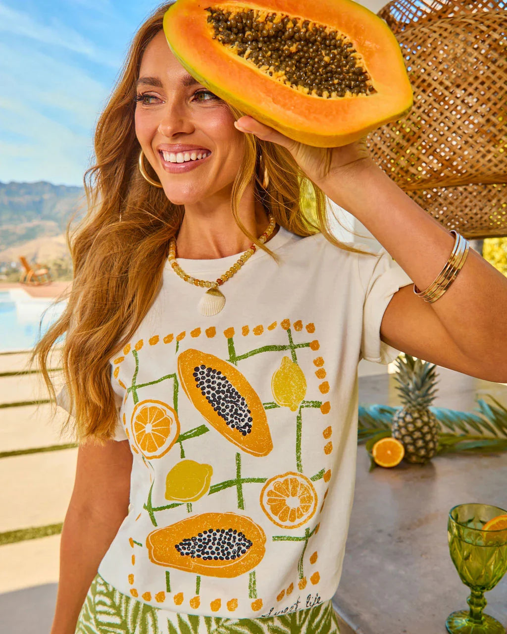 Papaya Bliss Graphic Short Sleeve Tee