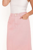 Dana Denim Midi Skirt Dusty Pink