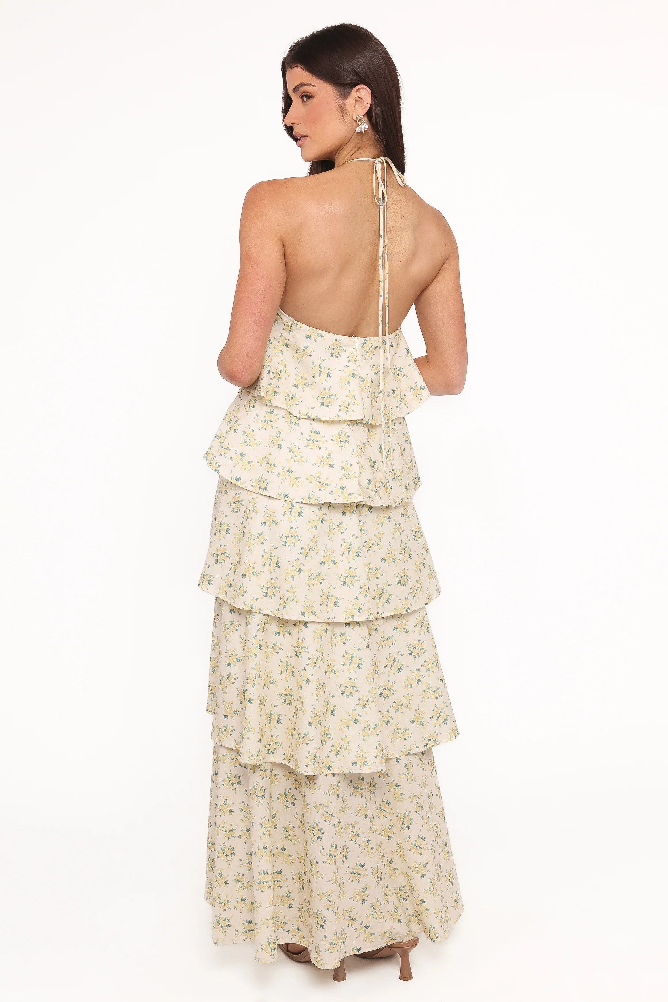 Darlia Halterneck Maxi Dress Yellow Floral