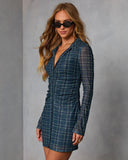 Ramele Mesh Plaid Mini Shirt Dress