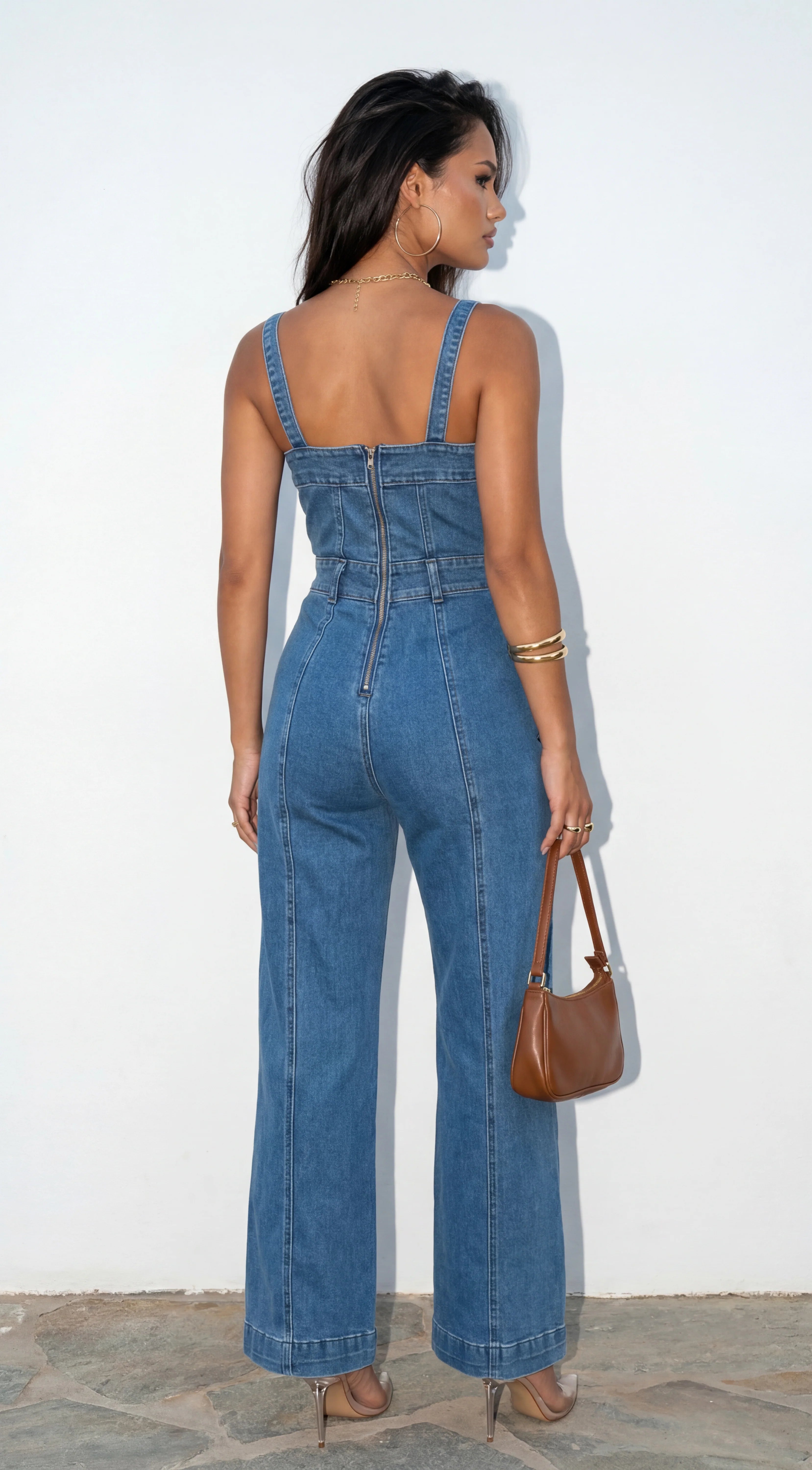 Evolet Denim Jumpsuit Blue