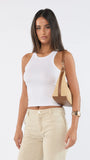 Peach Raffia Shoulder Bag Natural Gold