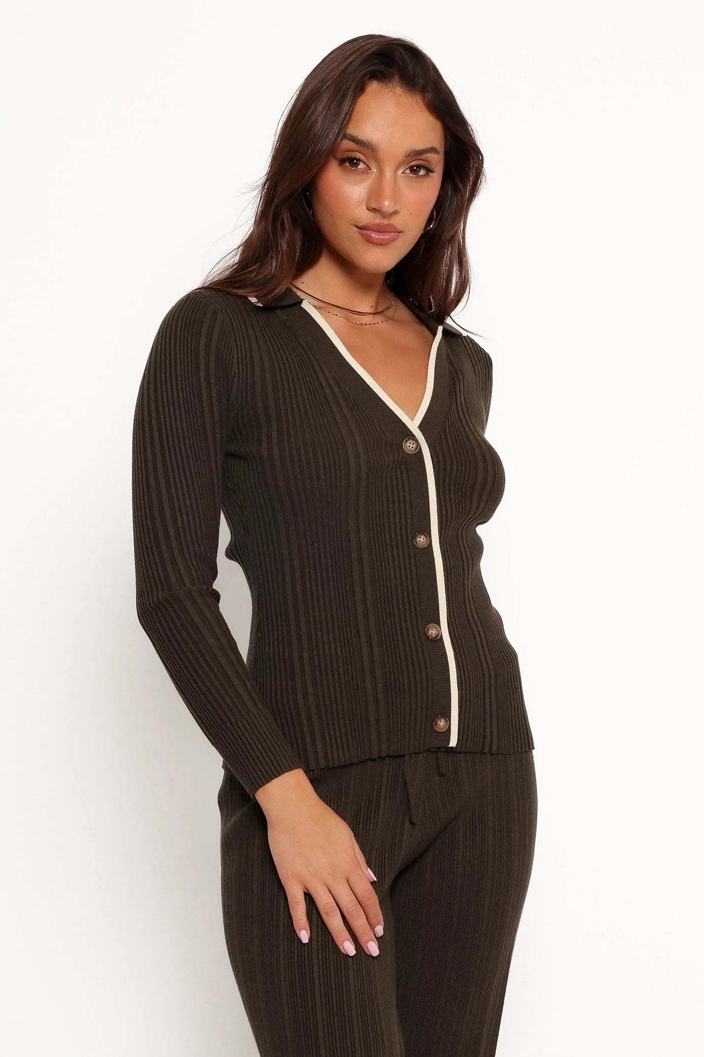 Alondra Cardigan Knit Top Olive