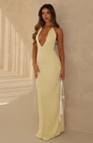 Cute Without Apology Halter Maxi Dress Lemon