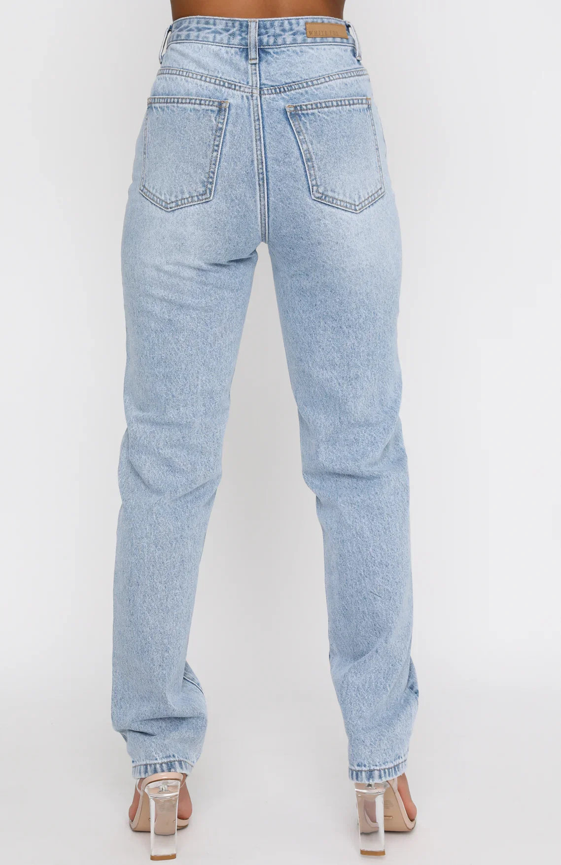 Whos That Girl Straight Leg Denim Jeans Washed Blue