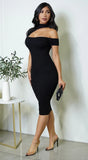 Eryndra Mock Neck Cut Out Midi Dress Black