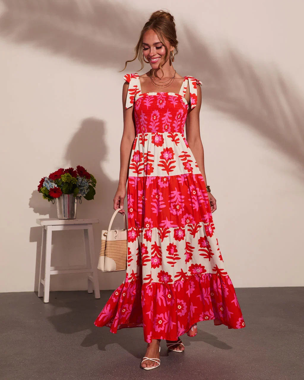 Summer Dreaming Floral Color Block Maxi Dress