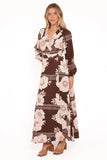 Safia Midi Dress Brown Floral