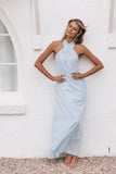 Betsy Halterneck Maxi Dress Pale Blue
