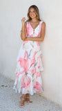 Reina Tiered Maxi Dress Pink Floral