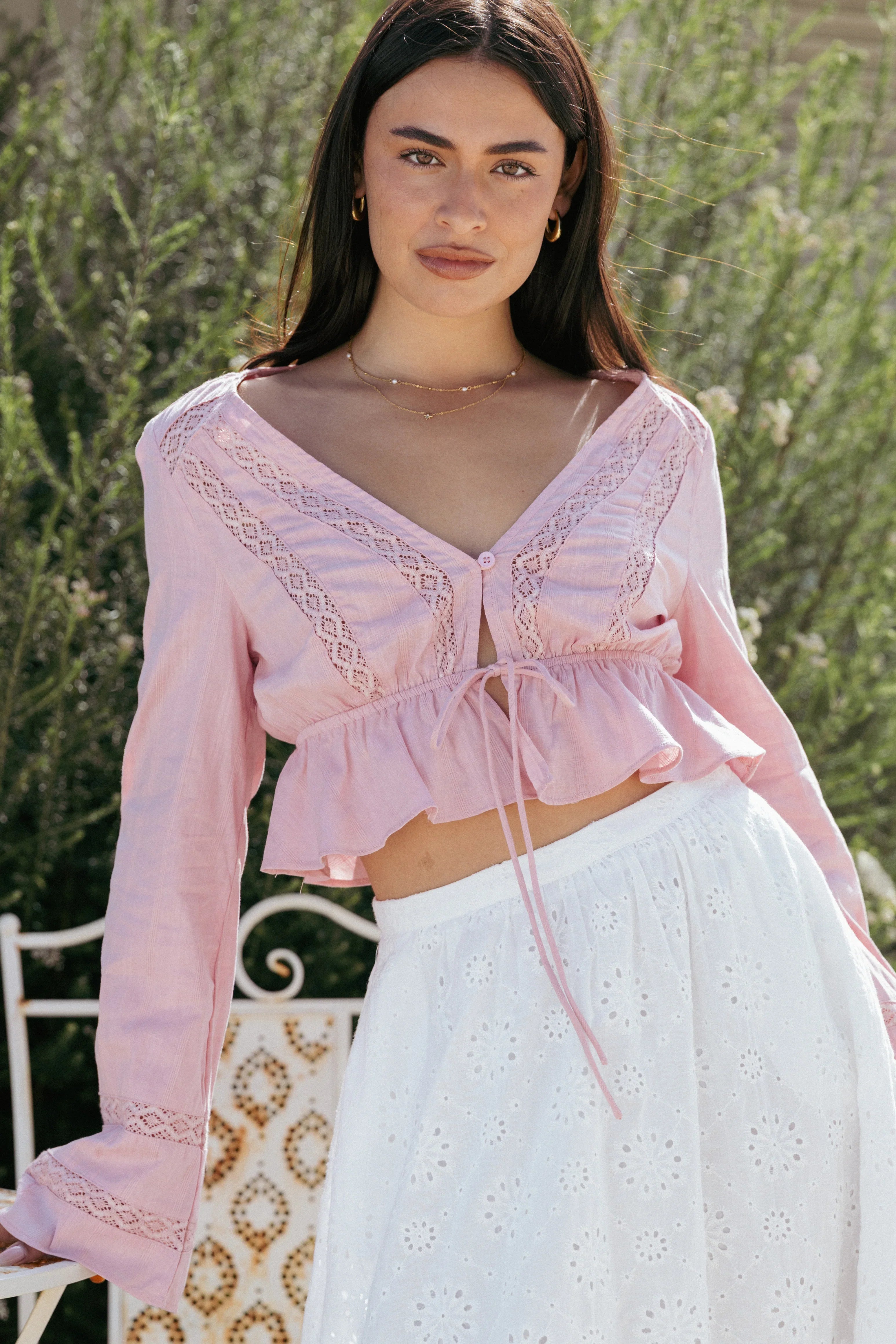Reed Long Sleeve Top Pink