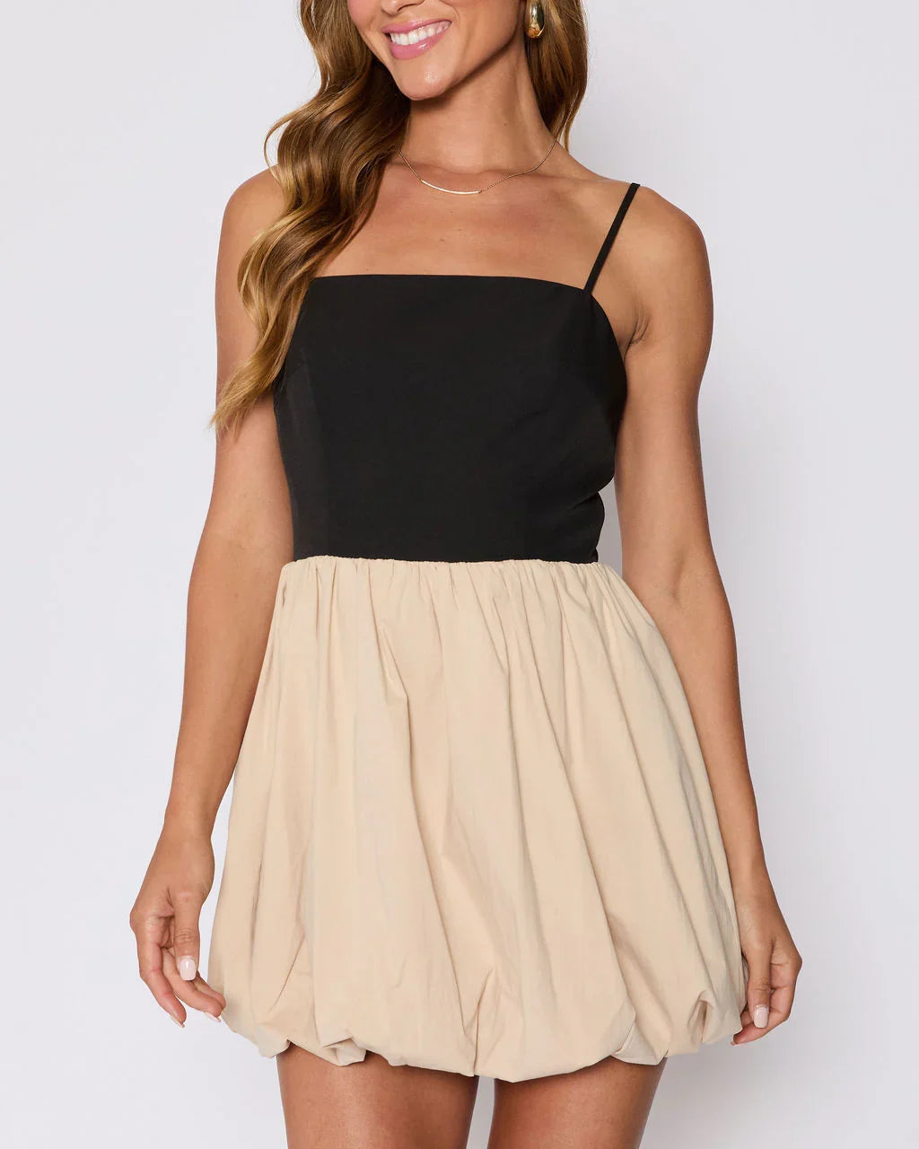 Colette Cotton Contrast Bubble Hem Mini Dress
