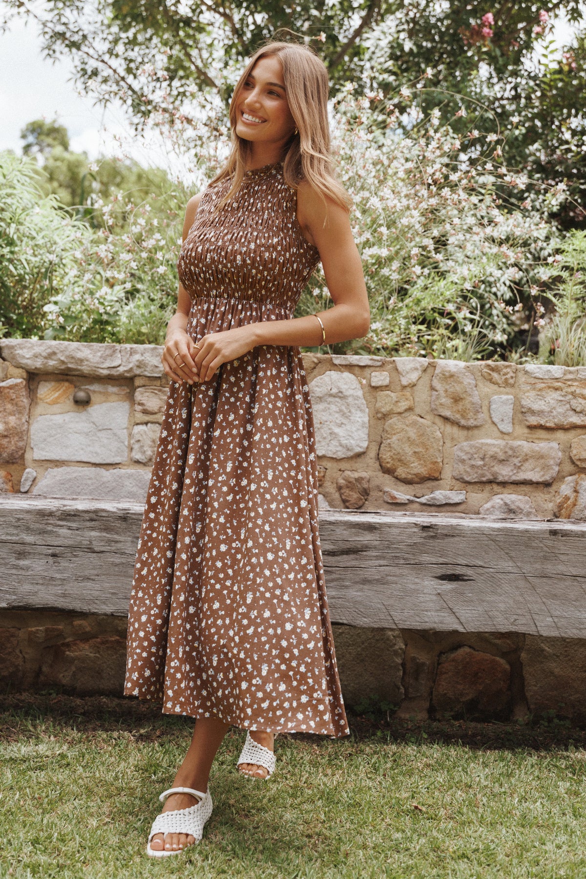 Lanna Maxi Dress Brown Floral