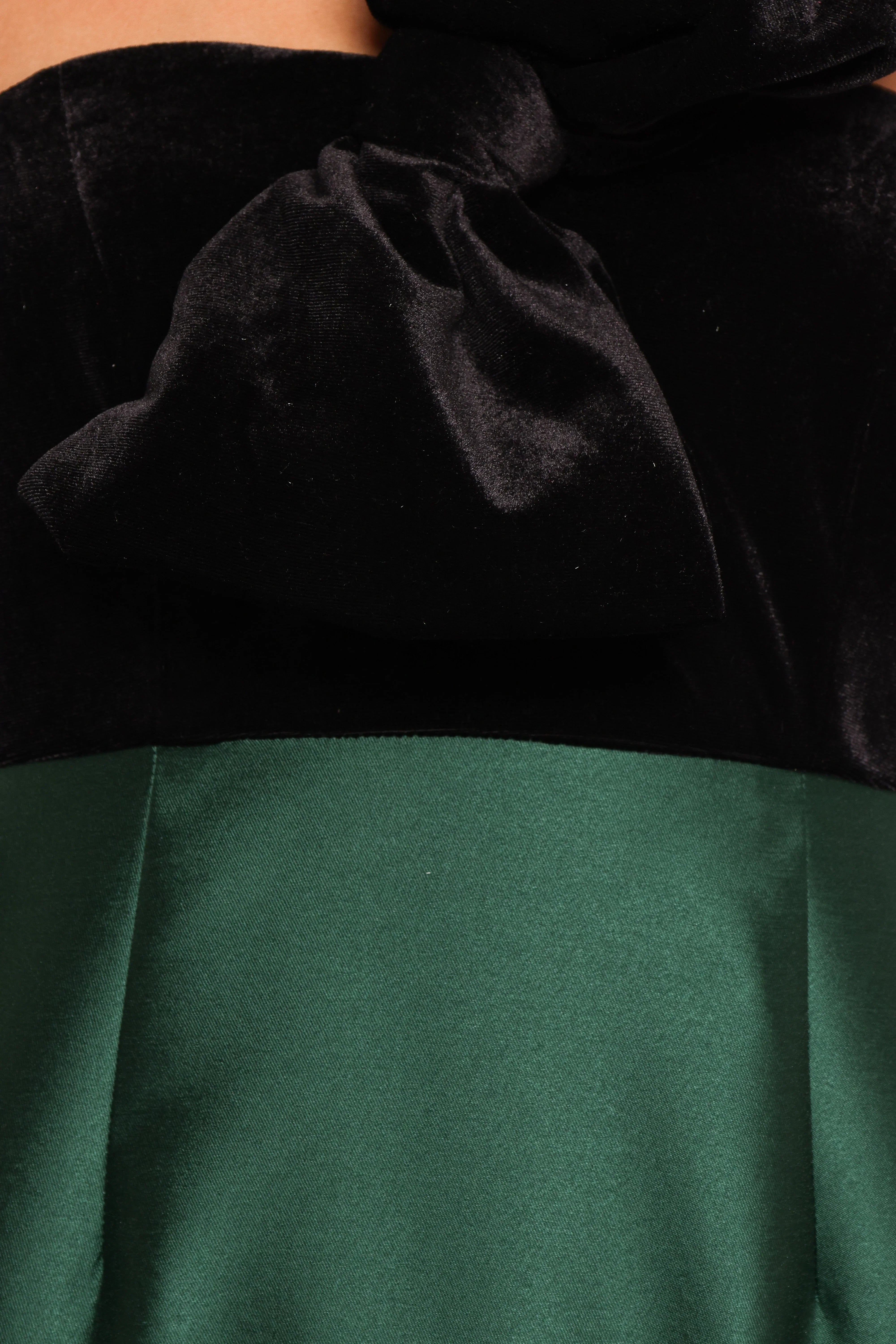 Amelie Bow Front One Shoulder Midi Dress Black Emerald