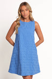 Zita Embroidered A Line Mini Dress Cobalt