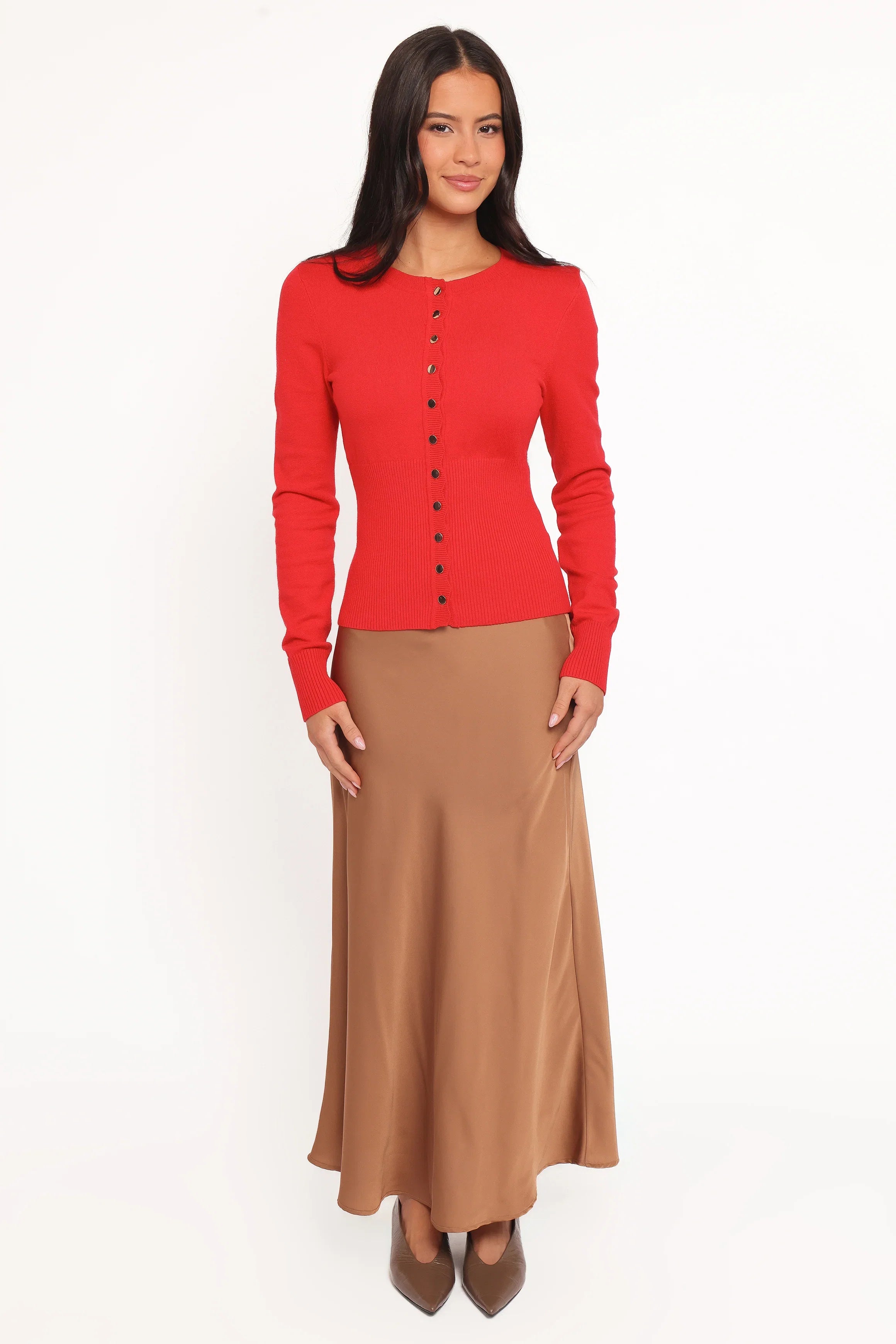 Walsh Scalloped Cardigan Red