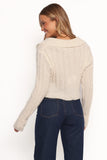 Romy Collar Knit Sweater Ecru