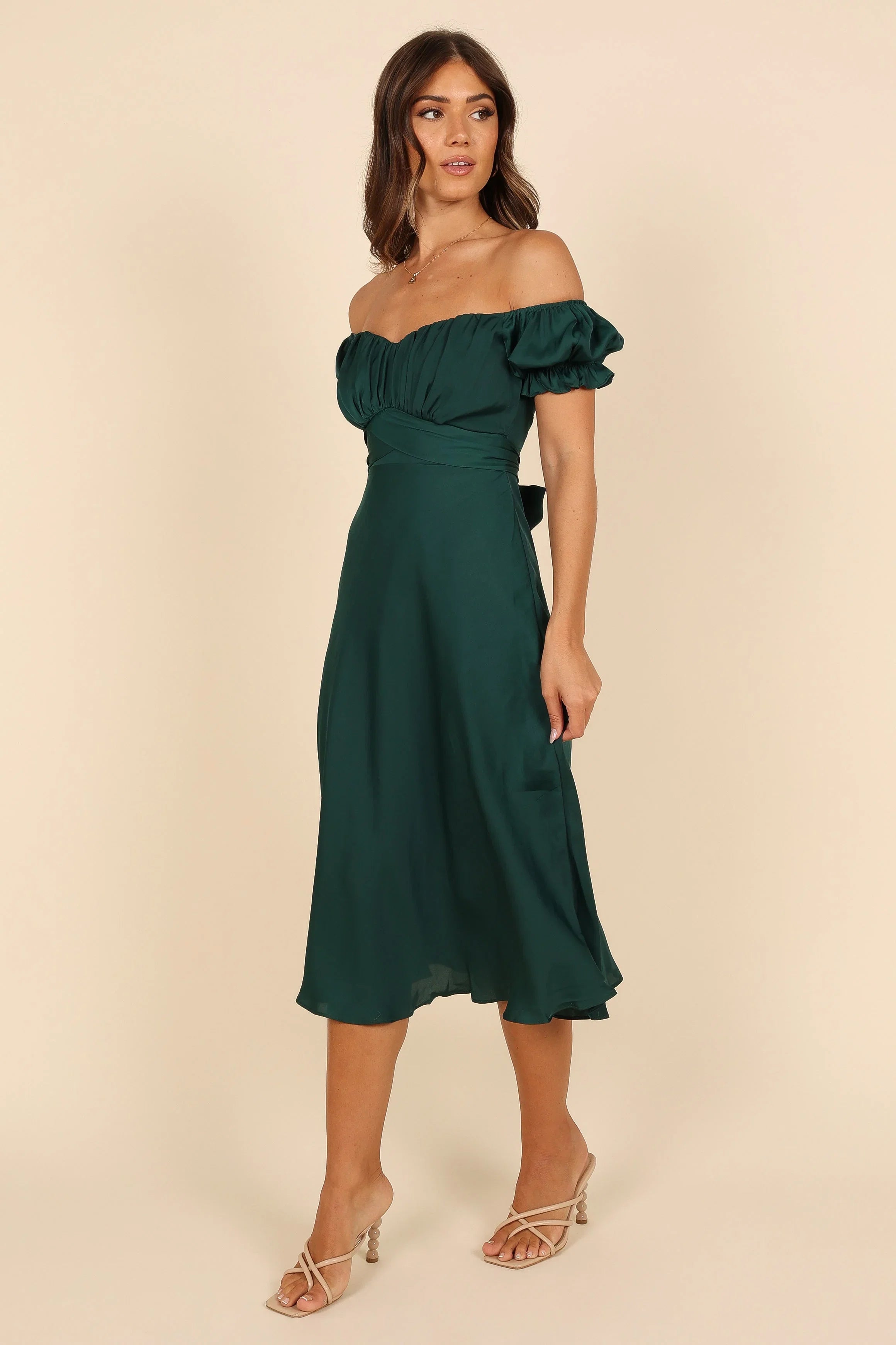 Mickenna Sweetheart Frill Midi Dress Emerald