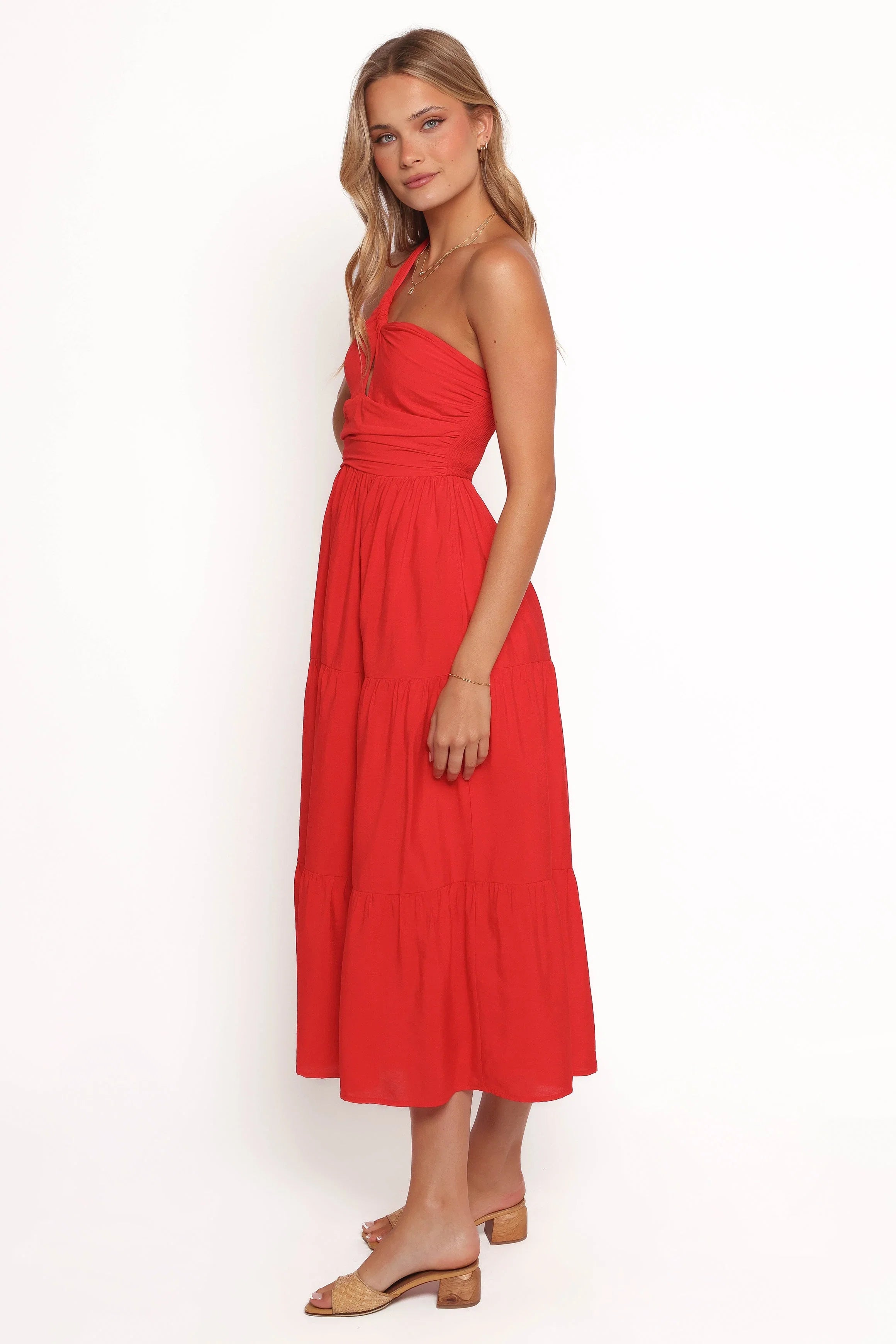 Vinny One Shoulder Maxi Dress Red