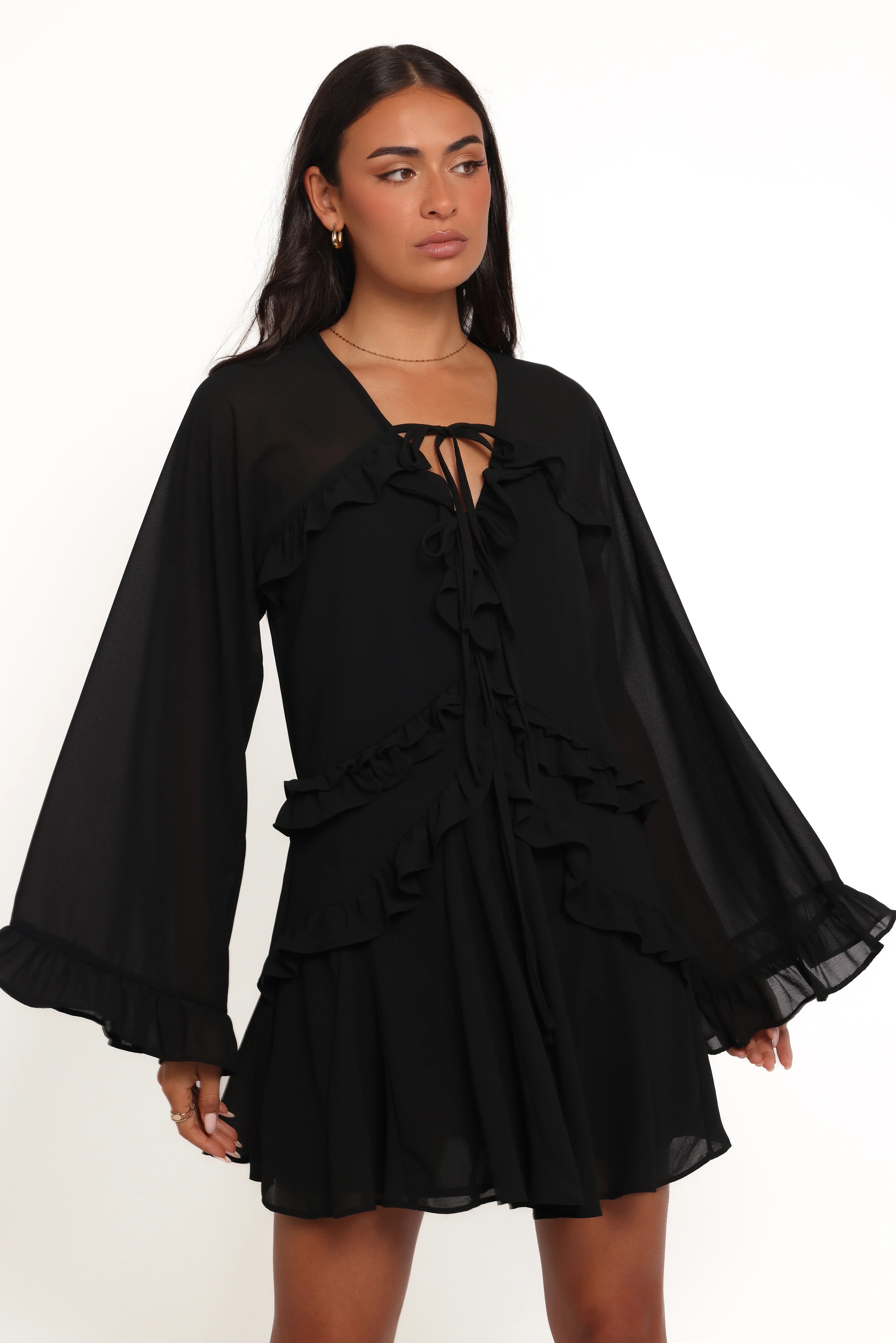 Magnolia Long Sleeve Mini Dress Black