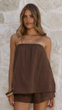Calliope Strapless Top and Shorts Set Chocolate