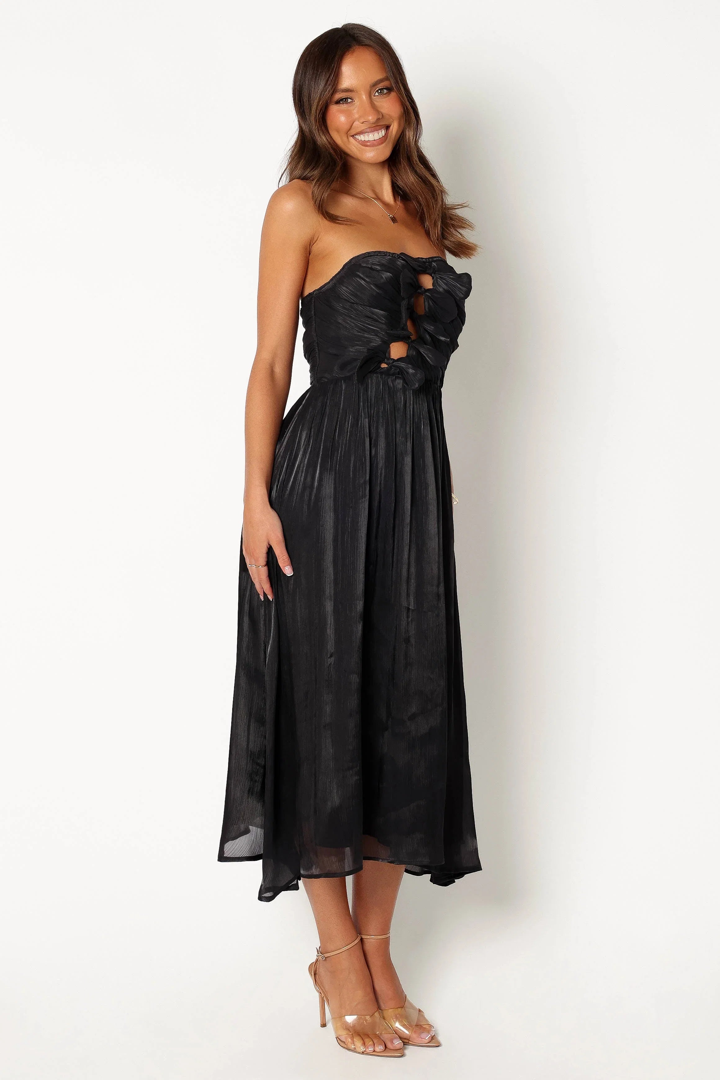 Mila Strapless Midi Dress Black