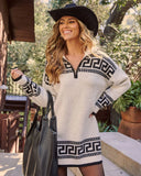 Safina Abstract Quarter Zip Mini Sweater Dress
